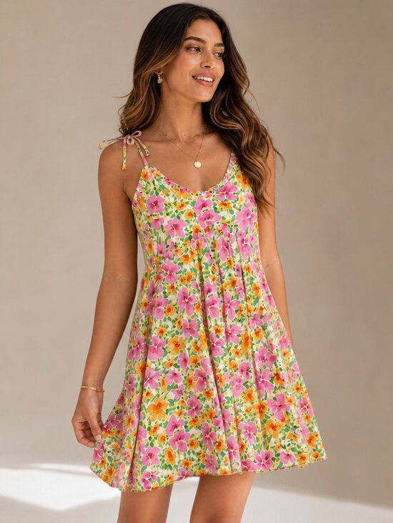 Patrons of Peace Dresses & Skirts - Patrons of Peace Floral Malibu Babydoll Mini Dress • Size XS